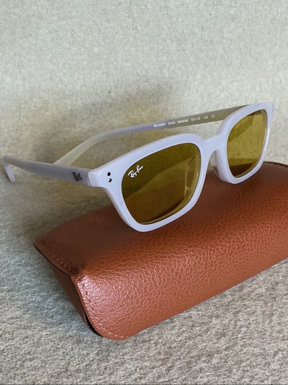 Ray-Ban White Frame Sunglasses with Yellow Lenses